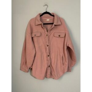 Altard State Pink Fleece Shacket Button Down Shirt Jacket‎ Women's Medium